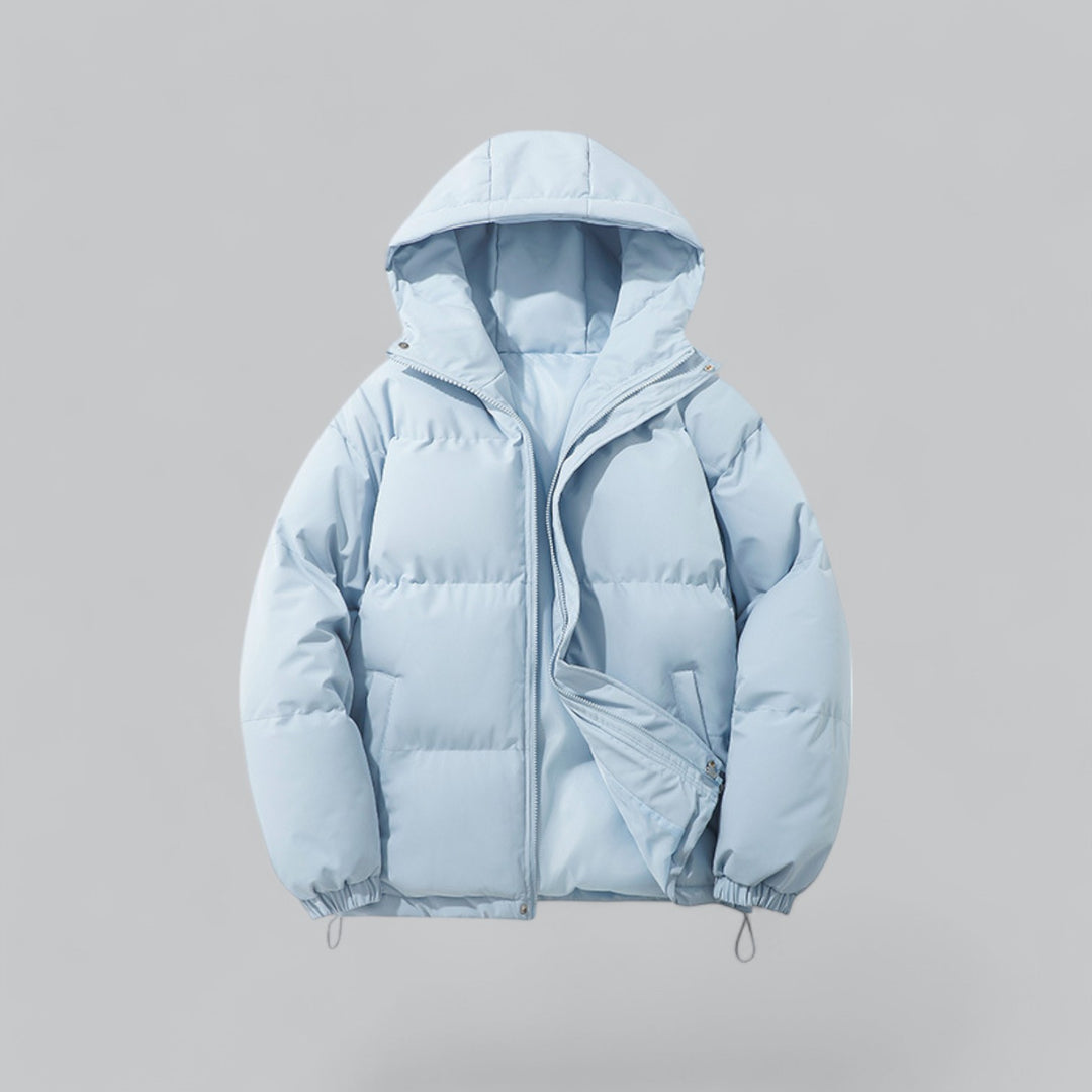 Men's Puffer Jacket | Hooded Oversized Quilted Drawstring Hem - 8