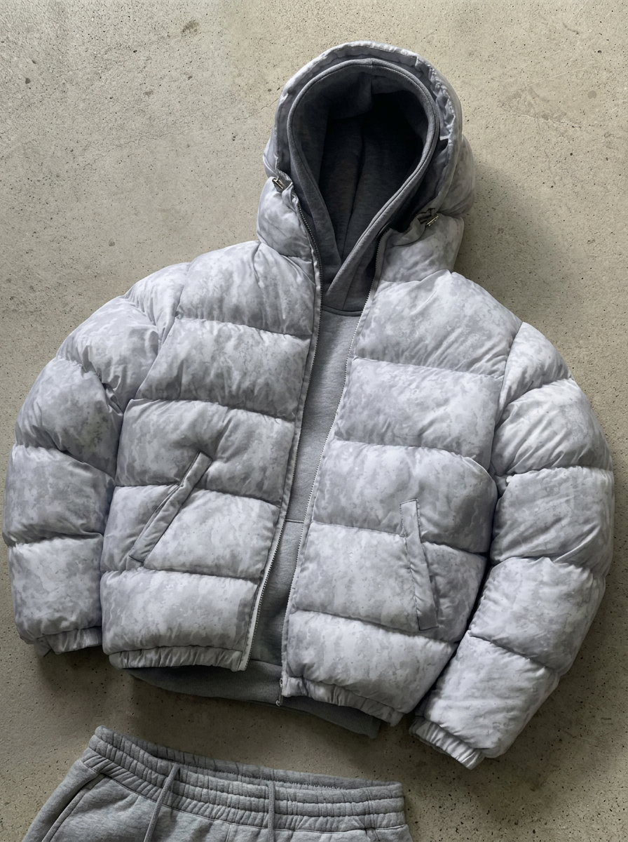 Men's Puffer Jacket | Hooded Zip-Up Quilted Padded Winter - 2