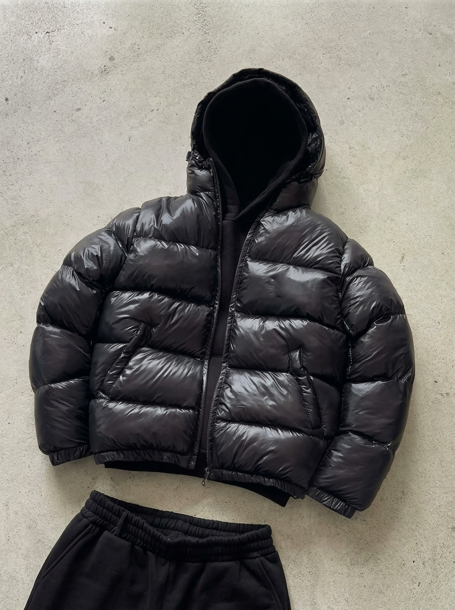 Men's Puffer Jacket | Hooded Zip-Up Quilted Padded Winter - 4