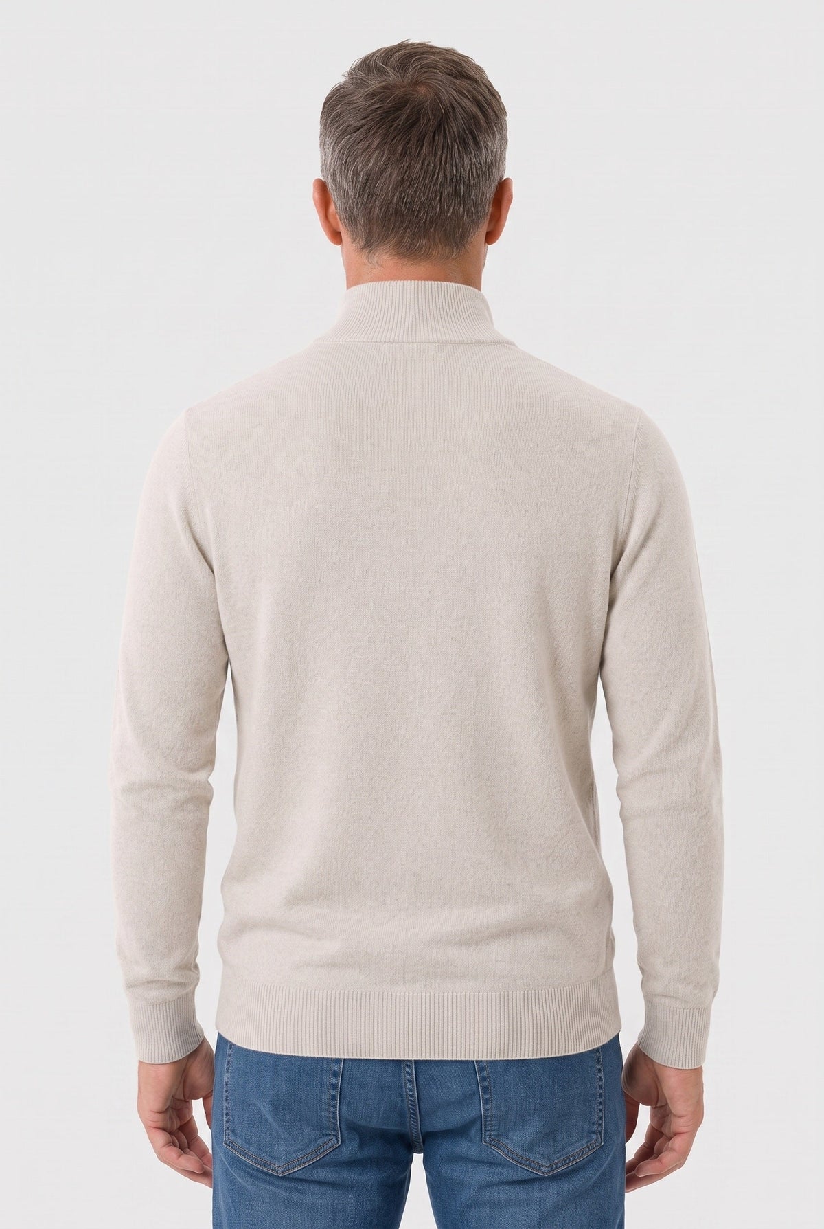 Men's Quarter Zip Sweater | Funnel Neck Marled Knit - 2