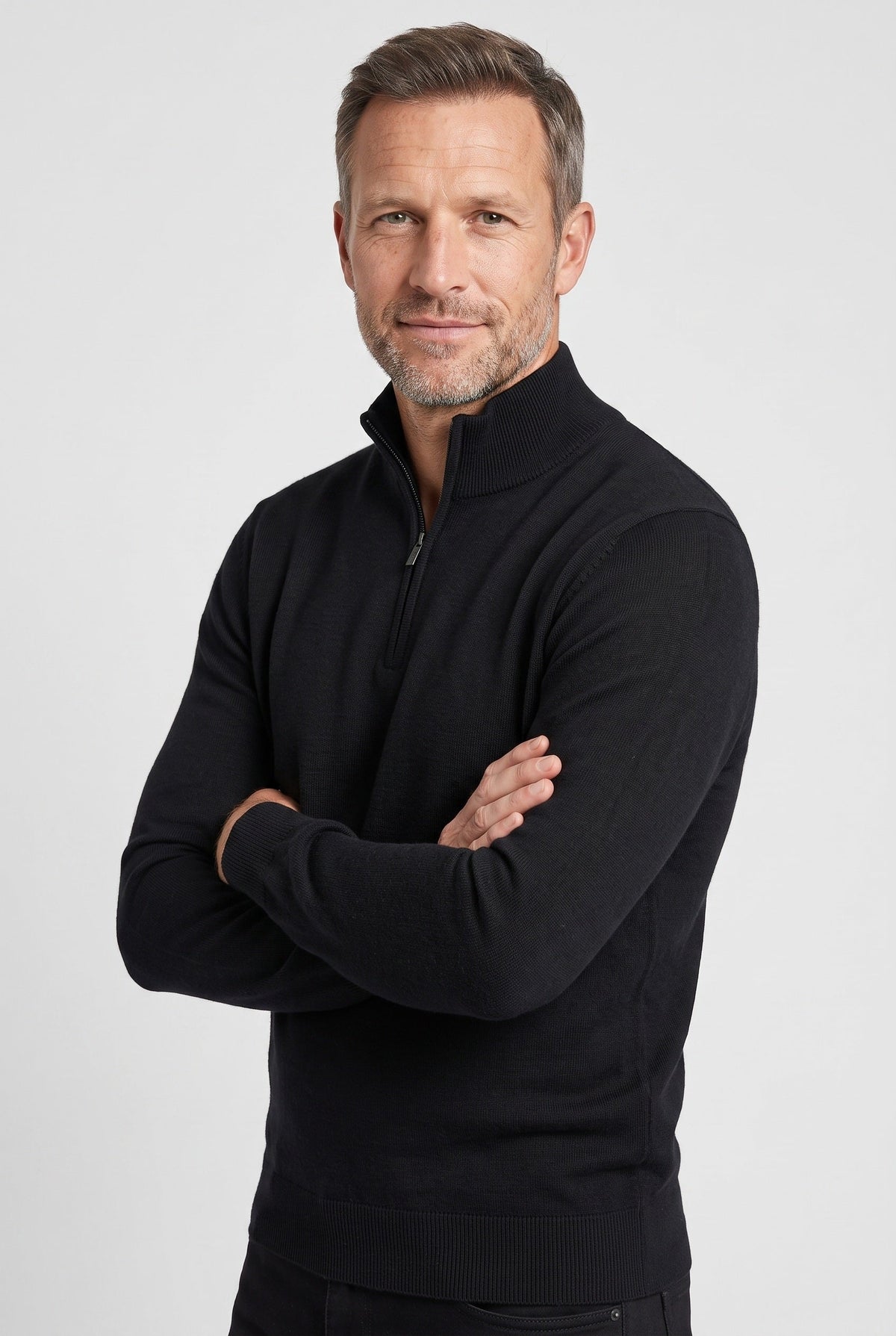 Men's Quarter Zip Sweater | Funnel Neck Marled Knit - 9