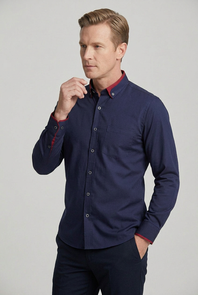 Men's Shirt | Button Down with Contrast Trim - 5
