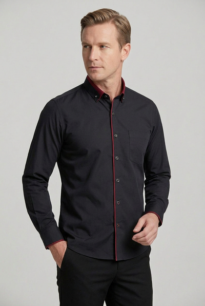 Men's Shirt | Button Down with Contrast Trim - 6