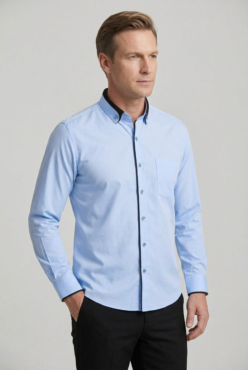 Men's Shirt | Button Down with Contrast Trim - 7