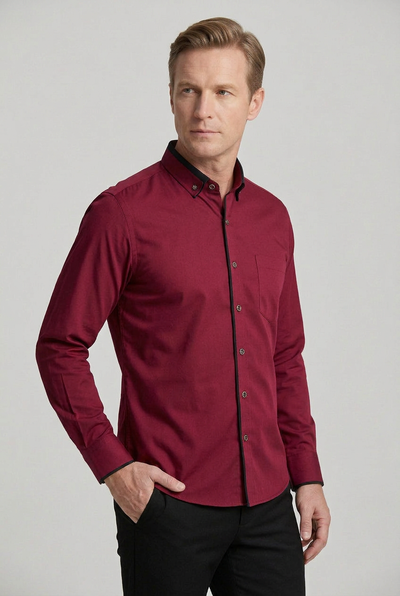 Men's Shirt | Button Down with Contrast Trim - 8