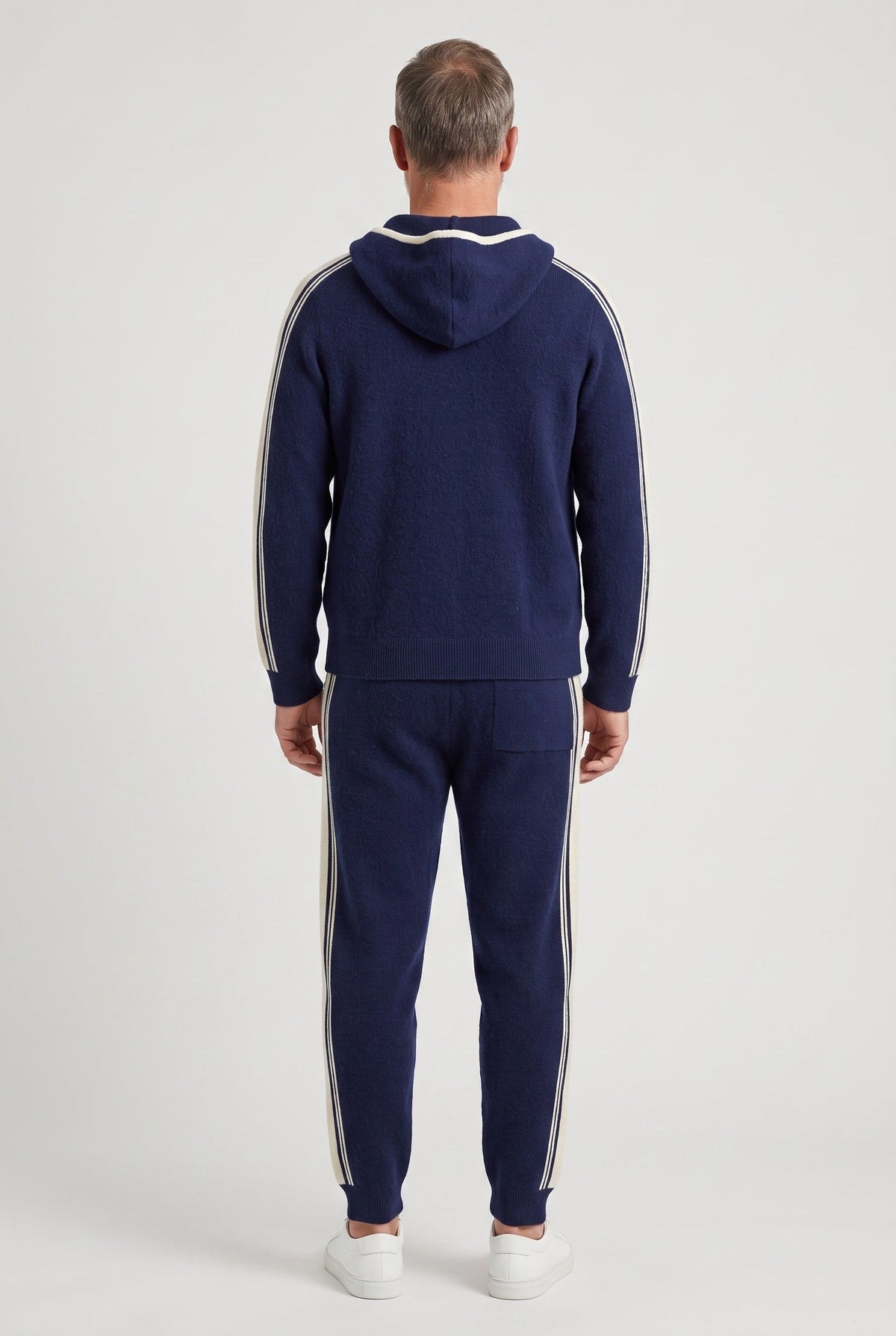 Men's Tracksuit | Knit Zip Hood with Side Stripe - 2