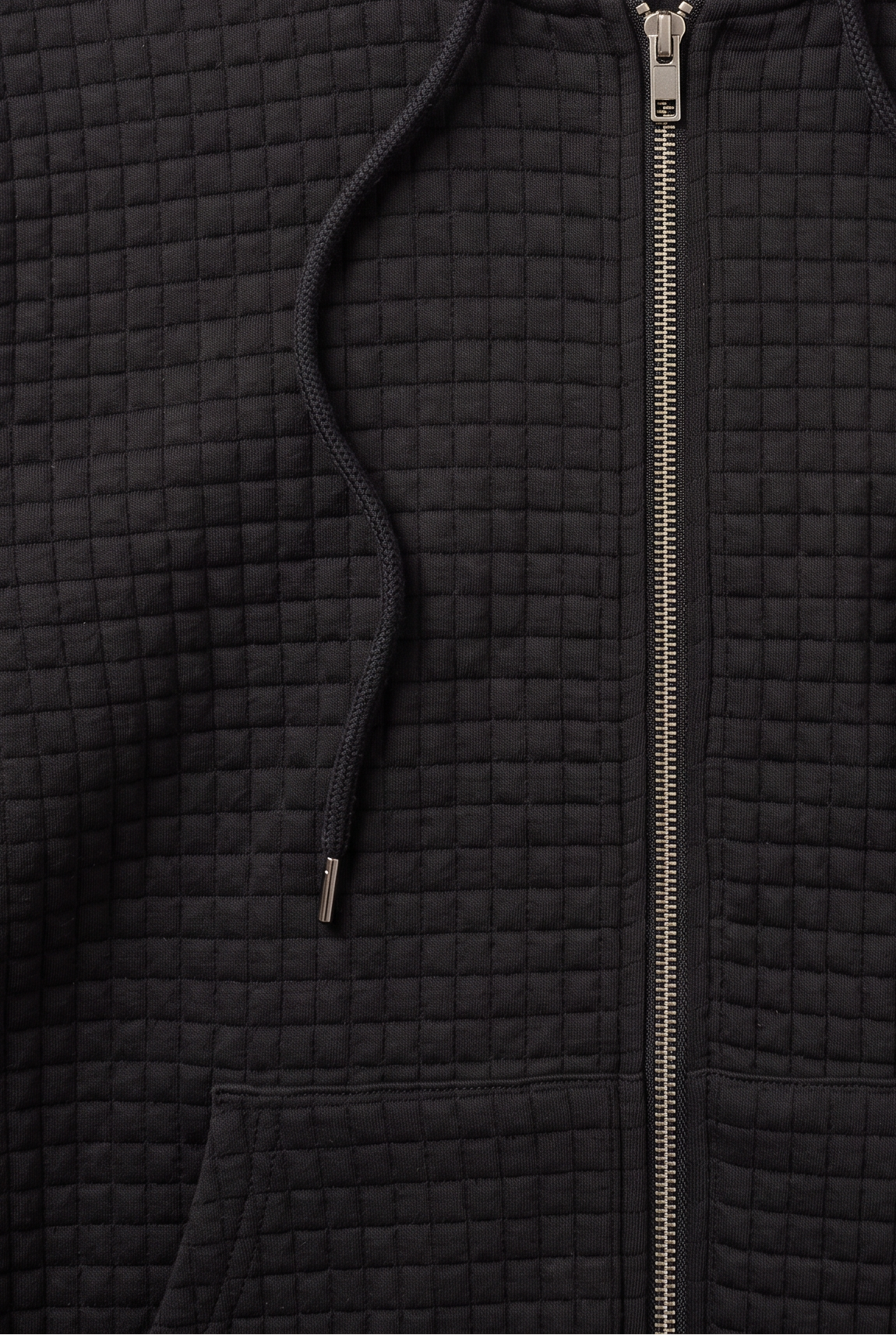 Men's Zip Up Hoodie | Waffle Texture Front Pockets - 2
