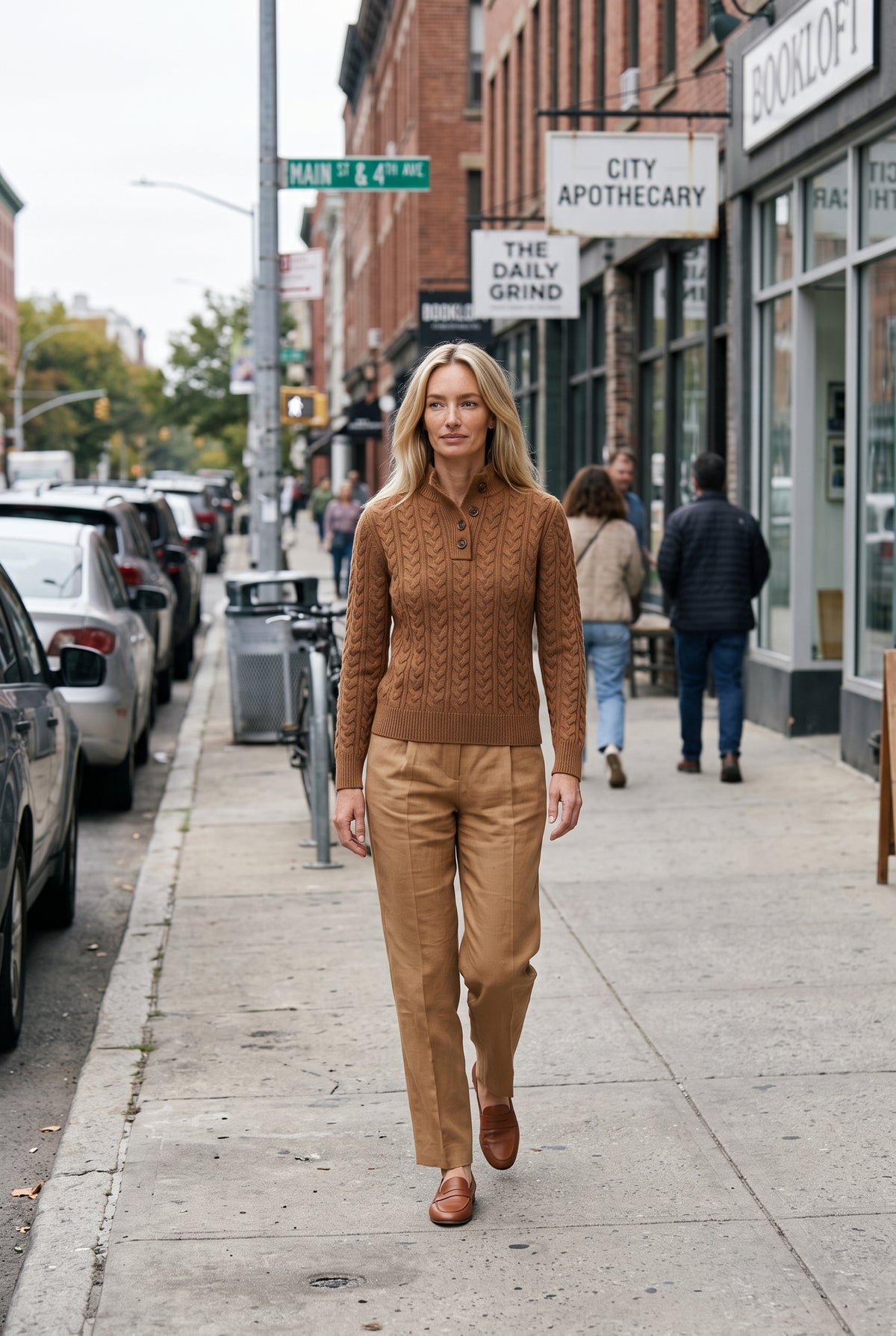 Women's Cable Knit Sweater | Button Placket Stand Collar - Vintage lifestyle