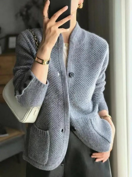 Women's Cardigan | Button Front Soft Knit Patch Pocket Boxy Fit - 1
