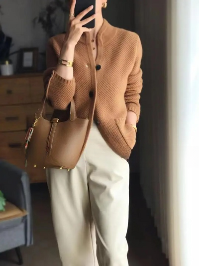 Women's Cardigan | Button Front Soft Knit Patch Pocket Boxy Fit - 3