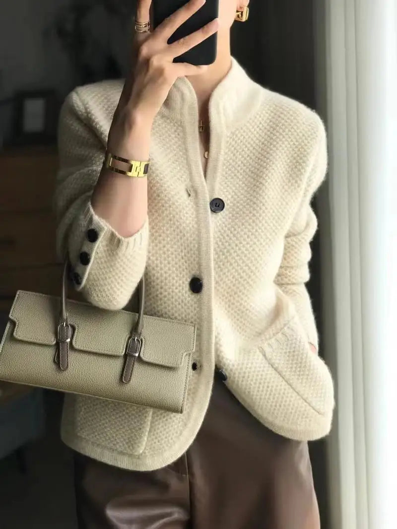 Women's Cardigan | Button Front Soft Knit Patch Pocket Boxy Fit - 5