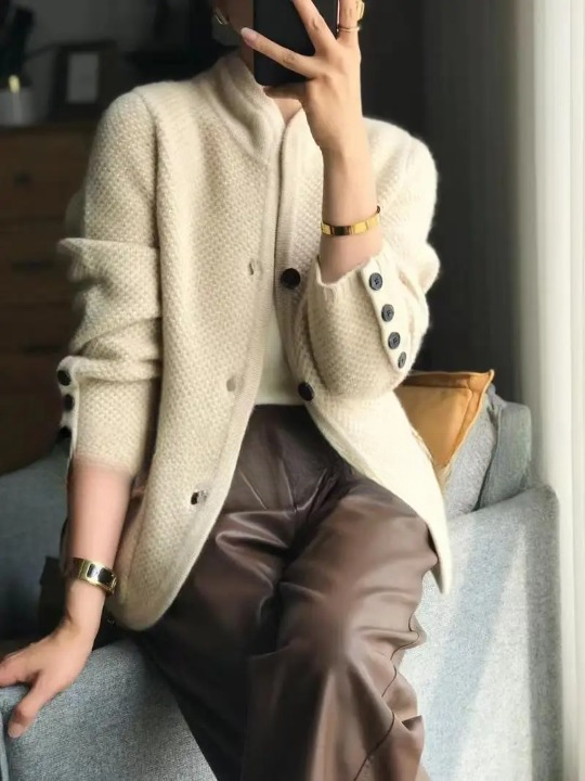Women's Cardigan | Button Front Soft Knit Patch Pocket Boxy Fit - 6