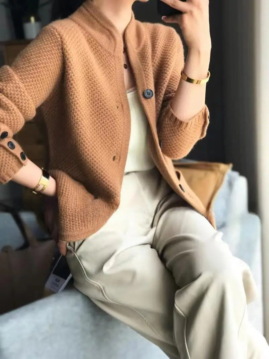 Women's Cardigan | Button Front Soft Knit Patch Pocket Boxy Fit - 7