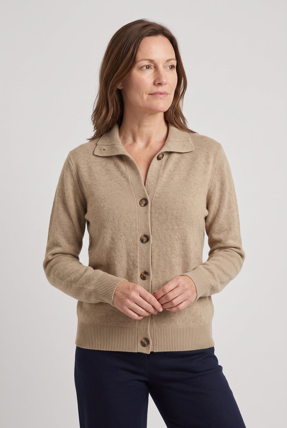 Women's Cardigan | Convertible Stand Collar Button Front - 6