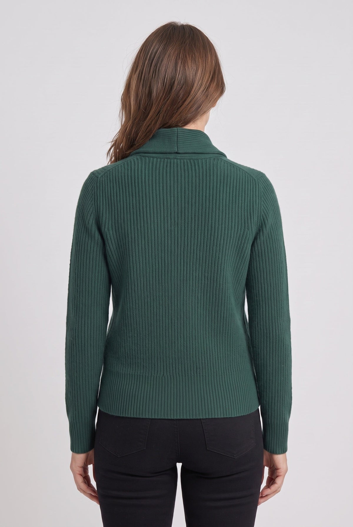 Women's Cardigan | Shawl Collar Ribbed Button Front - 2