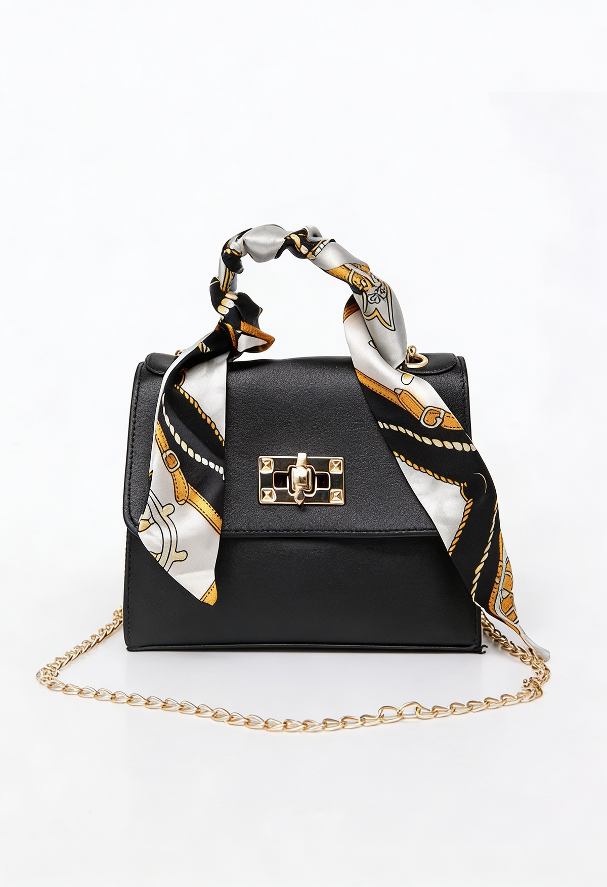 Women's Crossbody Bag | Scarf Handle with Turn Lock - 1