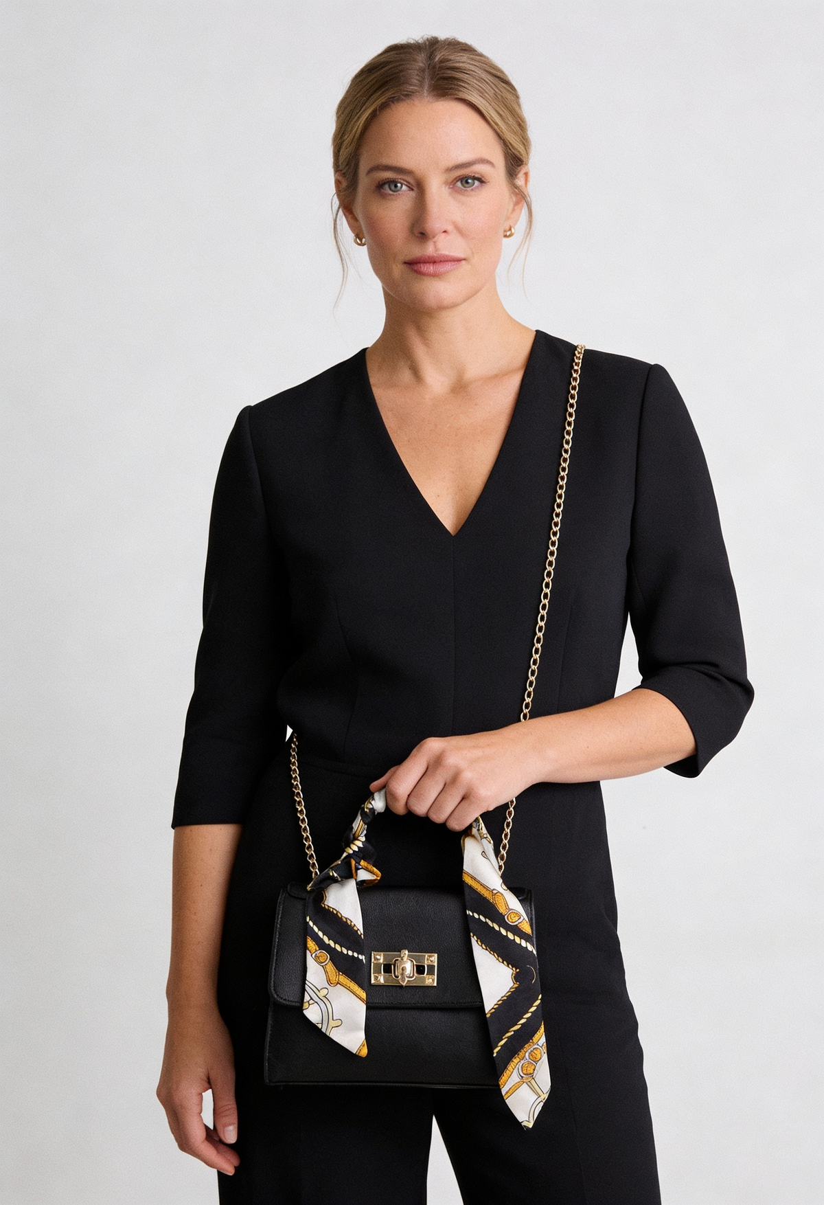 Women's Crossbody Bag | Scarf Handle with Turn Lock - 2
