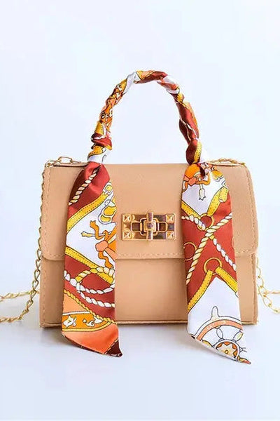 Women's Crossbody Bag | Scarf Handle with Turn Lock - 4