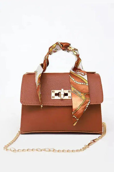Women's Crossbody Bag | Scarf Handle with Turn Lock - 5