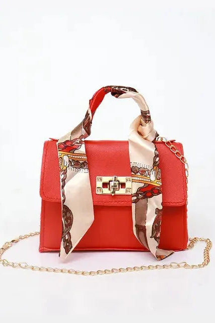 Women's Crossbody Bag | Scarf Handle with Turn Lock - 7