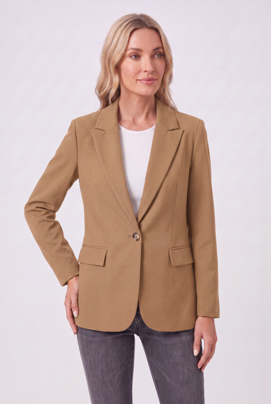 Women's Jacket | Single Button Blazer Notch Lapel - 9