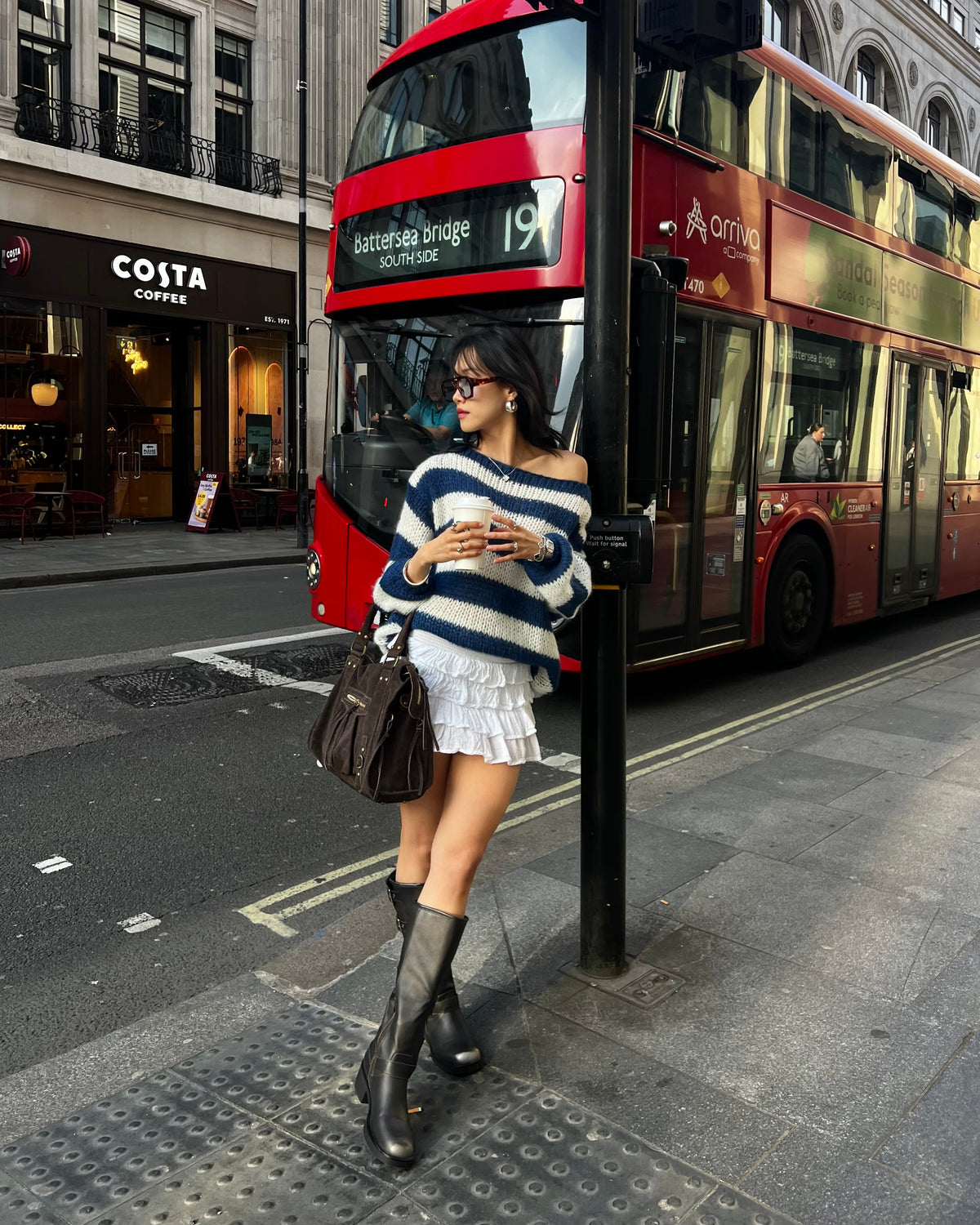 Women's Knit Sweater | Chunky Wide Stripe Drop Shoulder Oversized - 13
