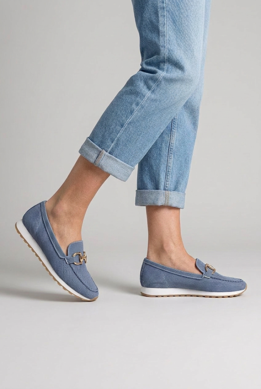 Women's Loafers | Perforated Upper with Chain Trim - 2