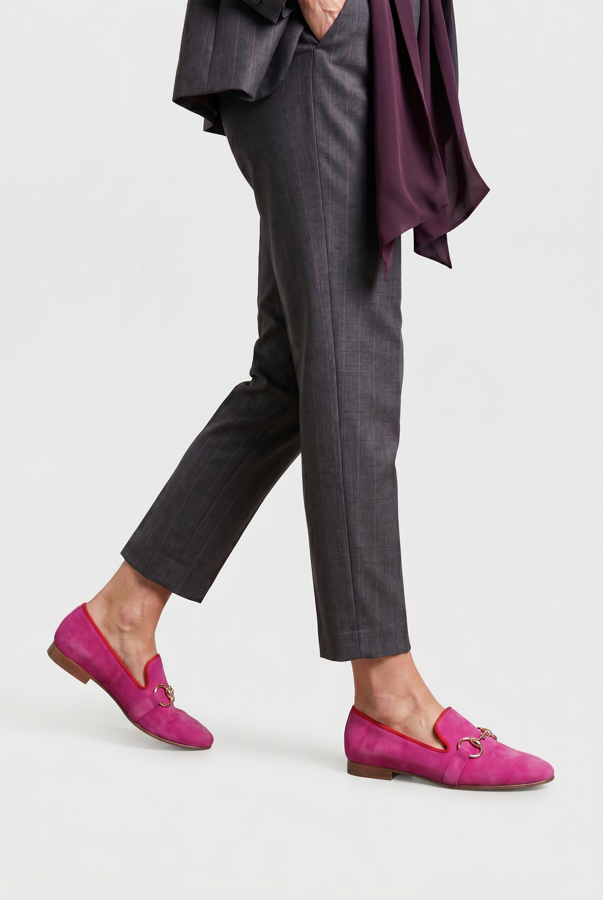 Women's Loafers | Suede-Look with Contrast Piping - 2