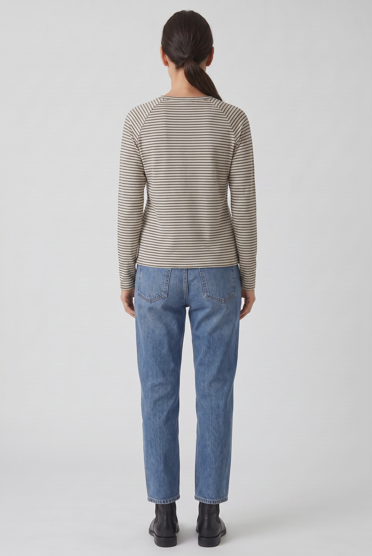 Women's Long Sleeve Shirt | Striped Crew Neck - 2