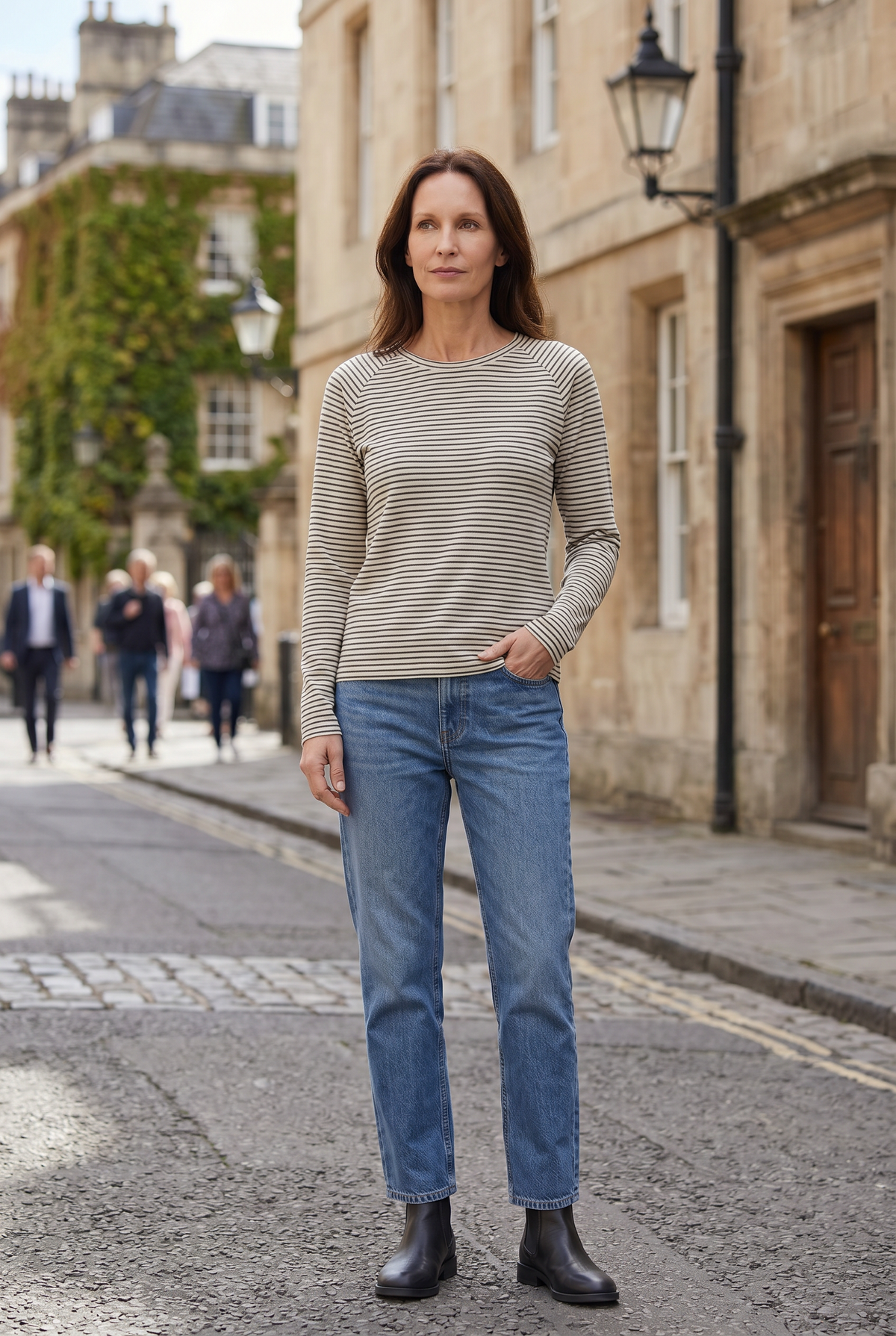 Women's Long Sleeve Shirt | Striped Crew Neck - 4
