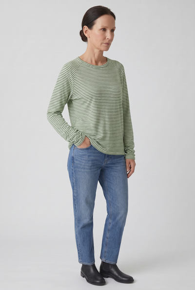 Women's Long Sleeve Shirt | Striped Crew Neck - 8