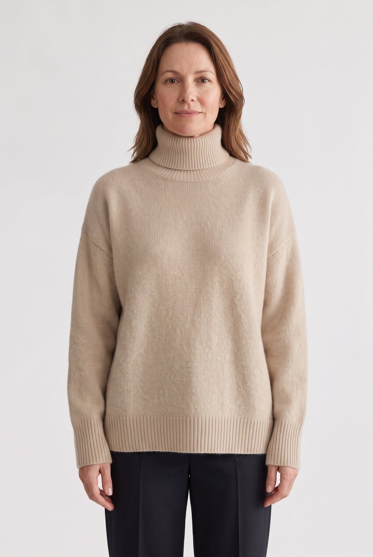 Women's Oversized Sweater | Turtleneck Ribbed Trims - 1