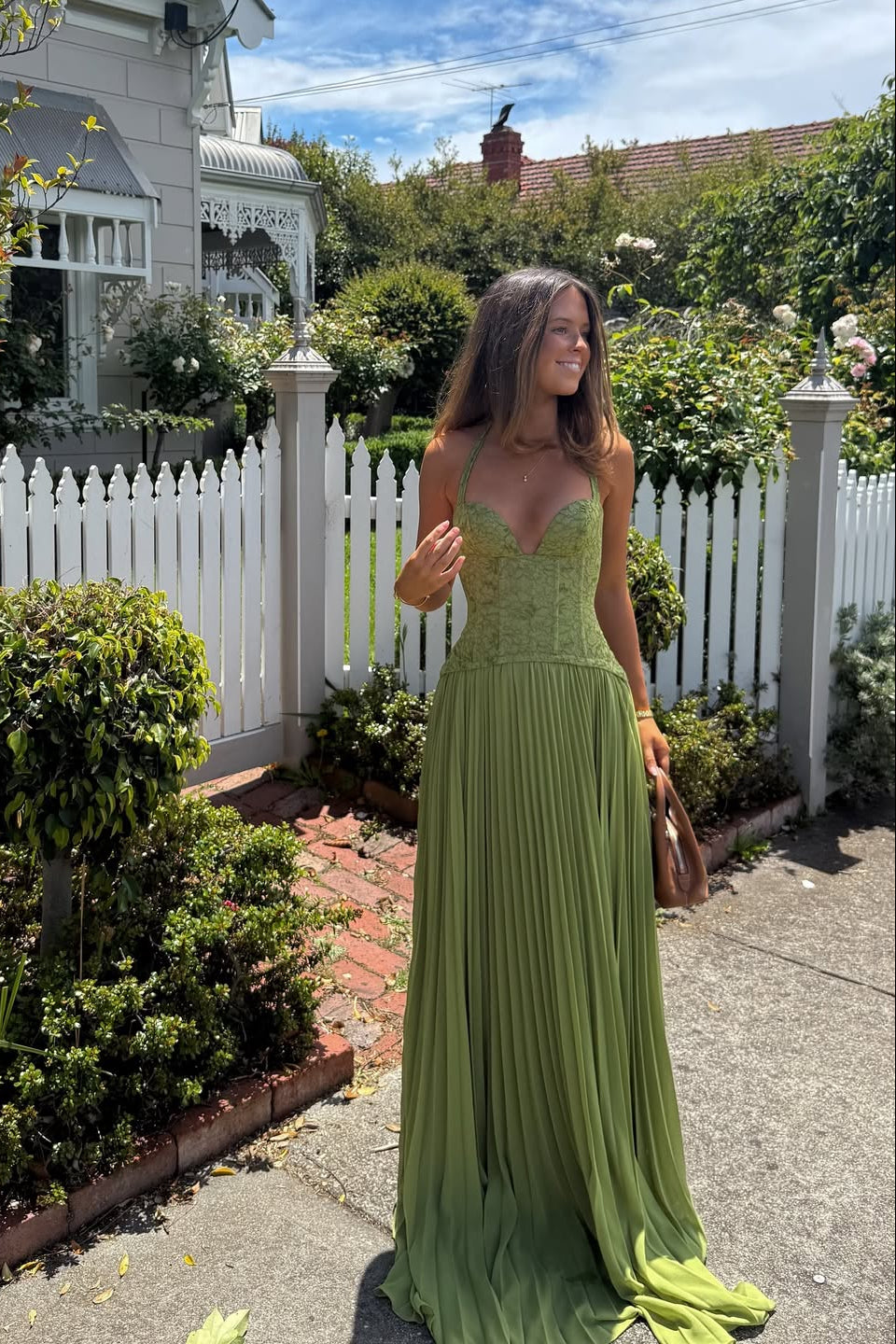 Women's Prom Dress | Corset Bodice Pleated Chiffon Maxi - 2
