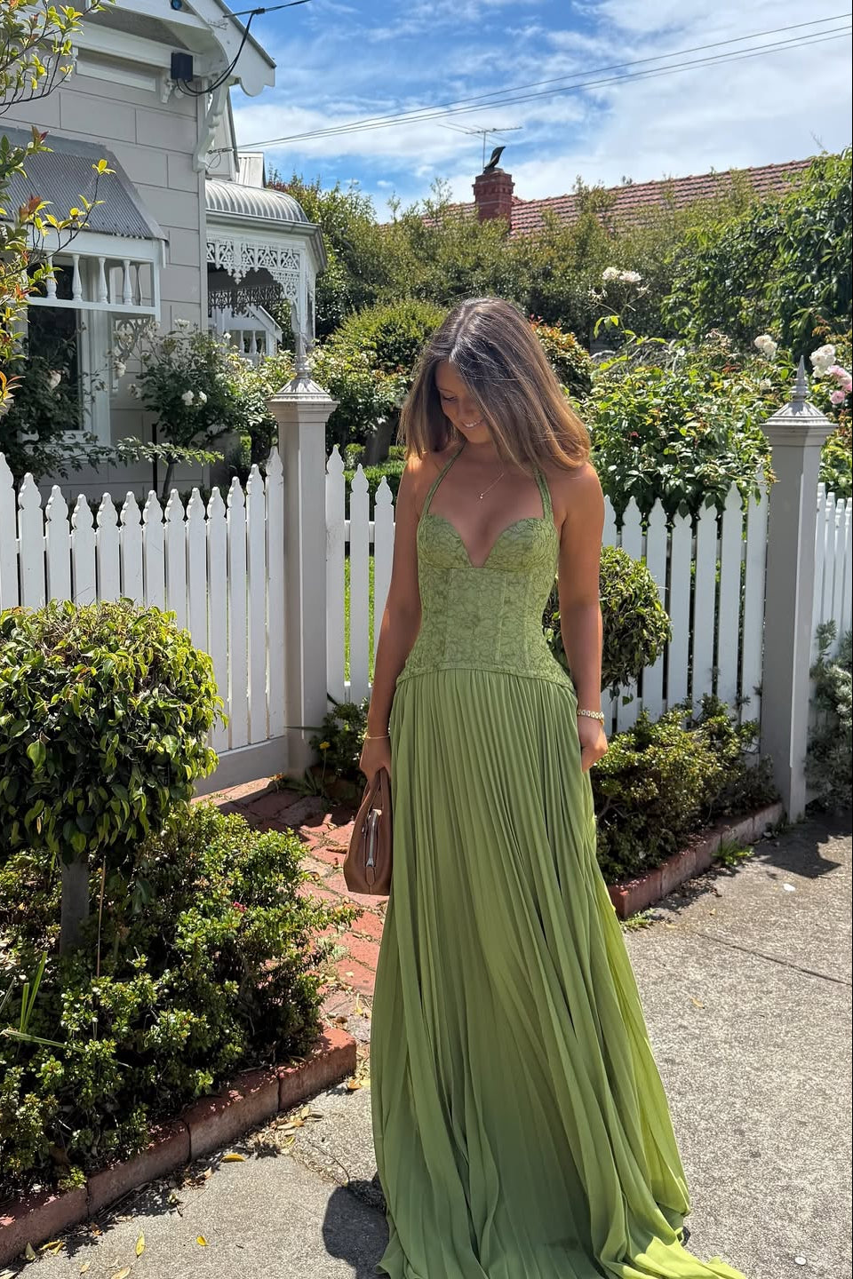 Women's Prom Dress | Corset Bodice Pleated Chiffon Maxi - 3