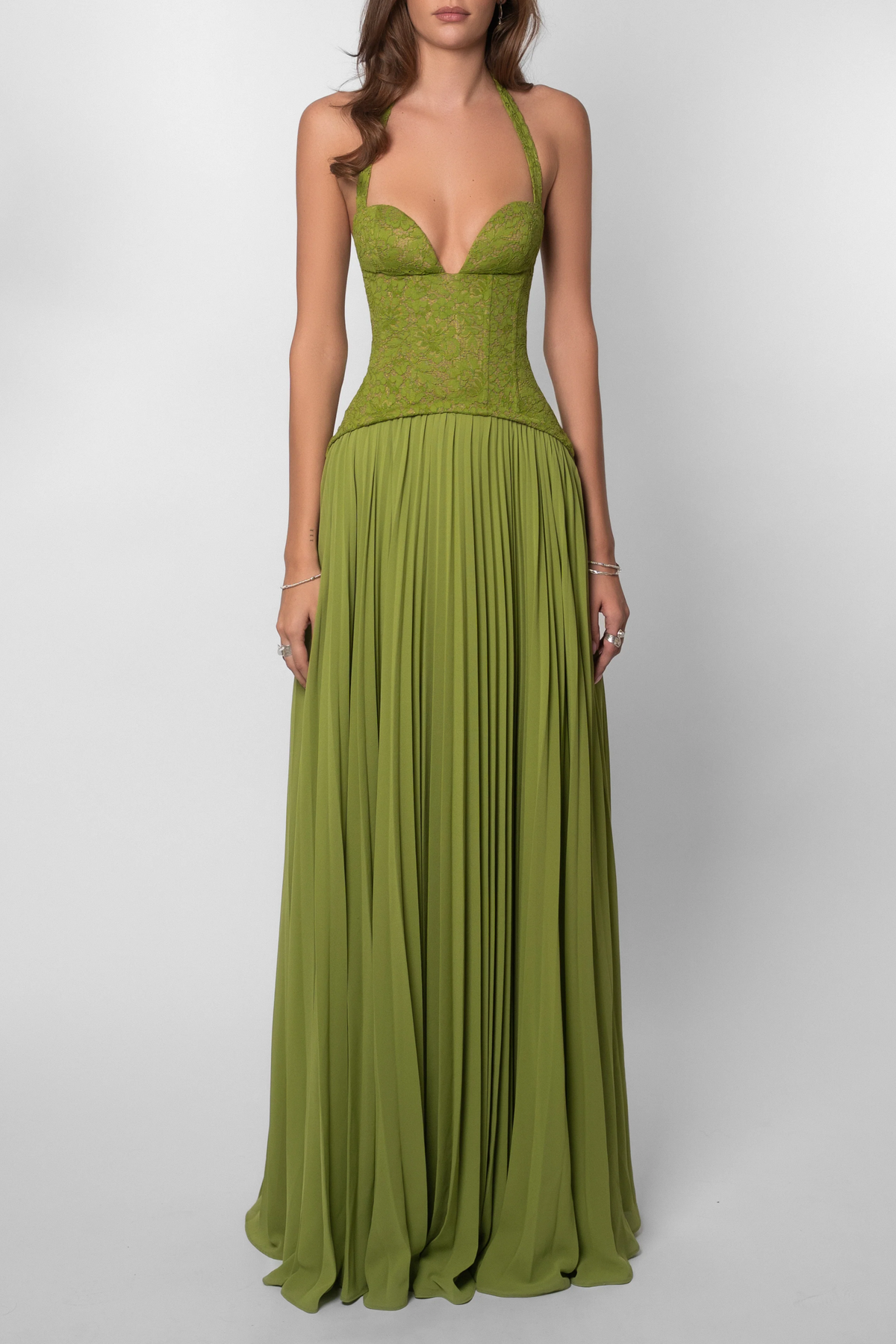 Women's Prom Dress | Corset Bodice Pleated Chiffon Maxi - 5