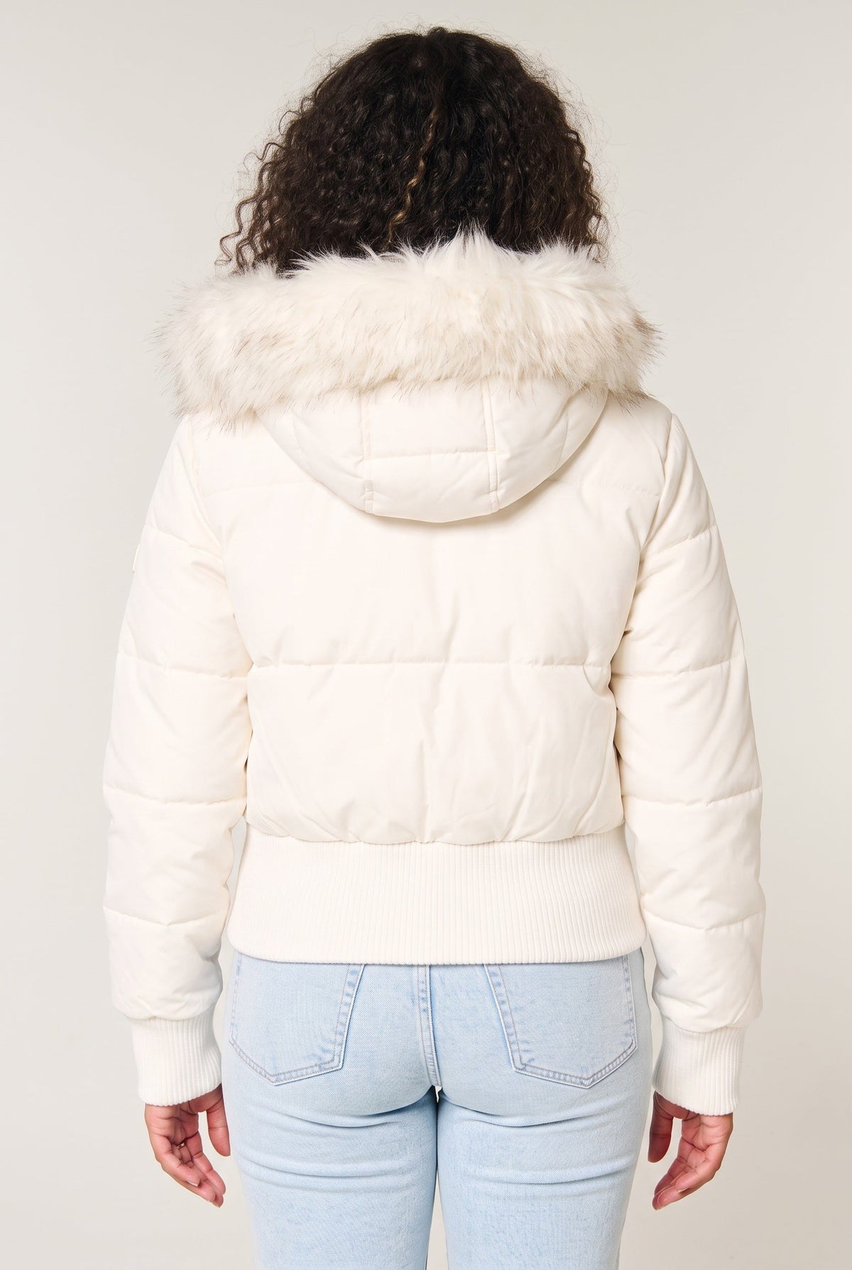 Women's Puffer Jacket | Cropped Ribbed Hem - 2