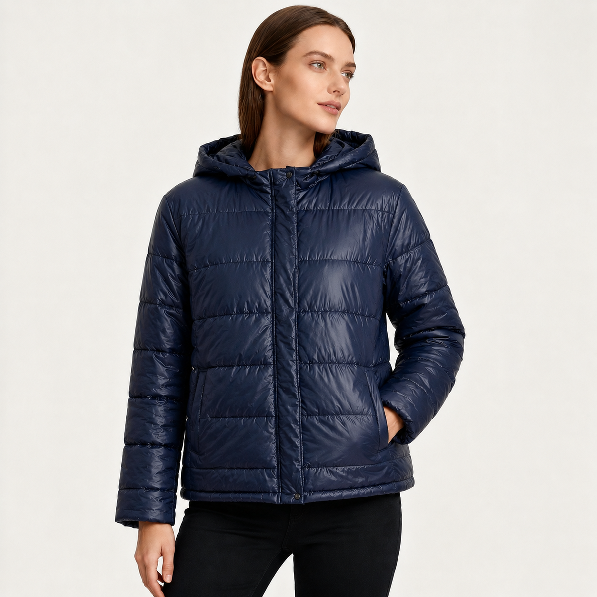 Women's Puffer Jacket | Hooded Lightweight Quilted Zip-Up - 4