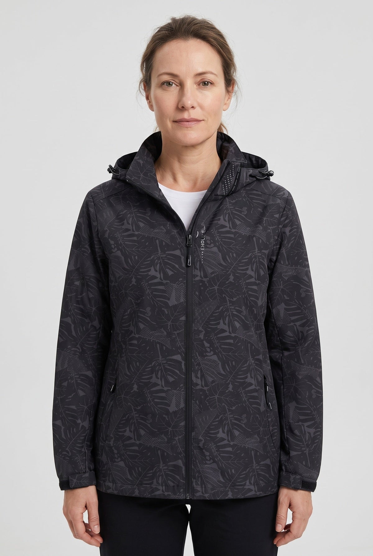 Women's Rain Jacket | Hooded Leaf Print - 1