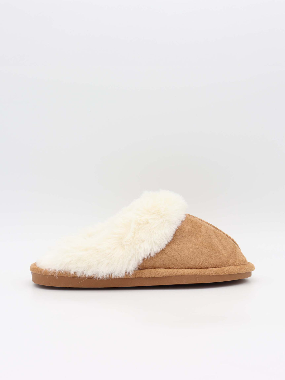 Women's Slippers | Faux Suede Faux Fur Lined Slip-On Mule - 2