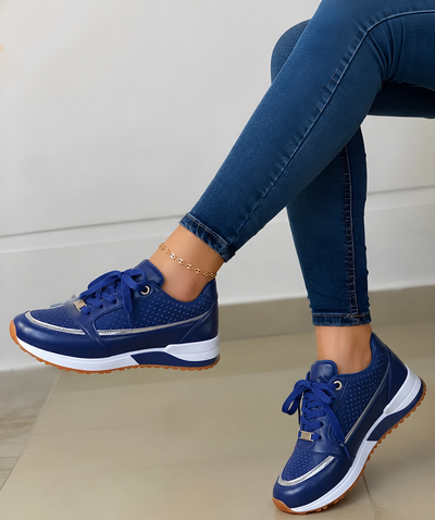 Women's Sneakers | Lace-Up Cushioned Sole Padded Collar Walking - 1