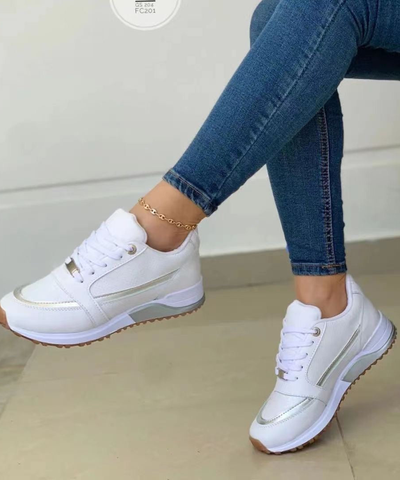 Women's Sneakers | Lace-Up Cushioned Sole Padded Collar Walking - 4