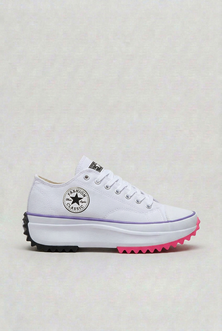 Women's Sneakers | Platform Sole with Molded Toe Cap - 1
