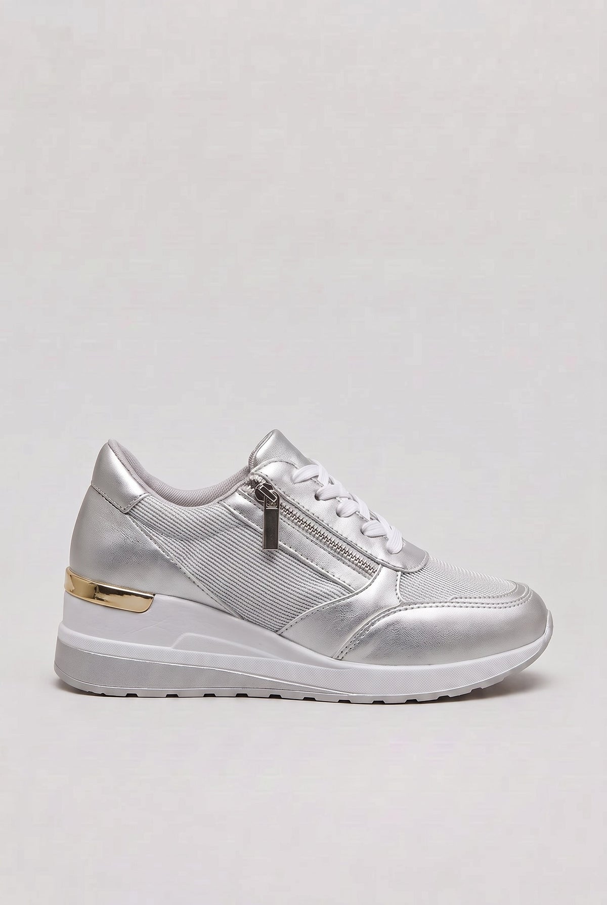 Women's Sneakers | Side Zip with Hidden Wedge Heel - 4
