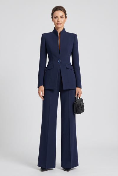 Women's Suit | Single Button High Neck Wide Leg - 1