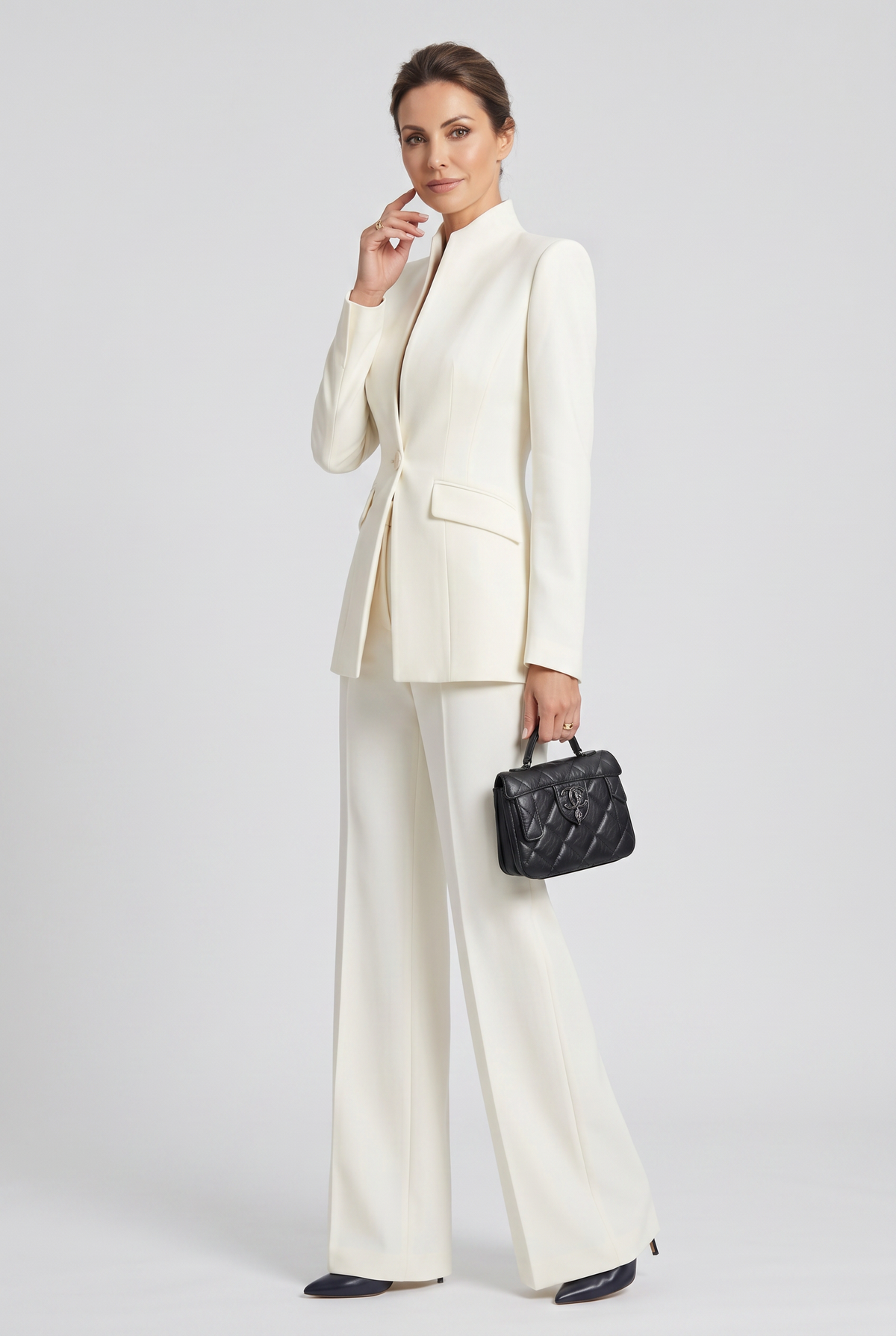 Women's Suit | Single Button High Neck Wide Leg - 5