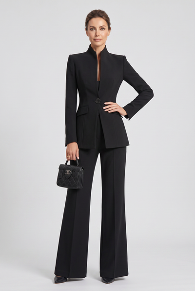 Women's Suit | Single Button High Neck Wide Leg - 6