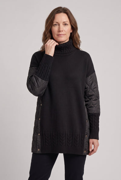 Women's Sweater Dress | Turtleneck Quilted Panel - 4