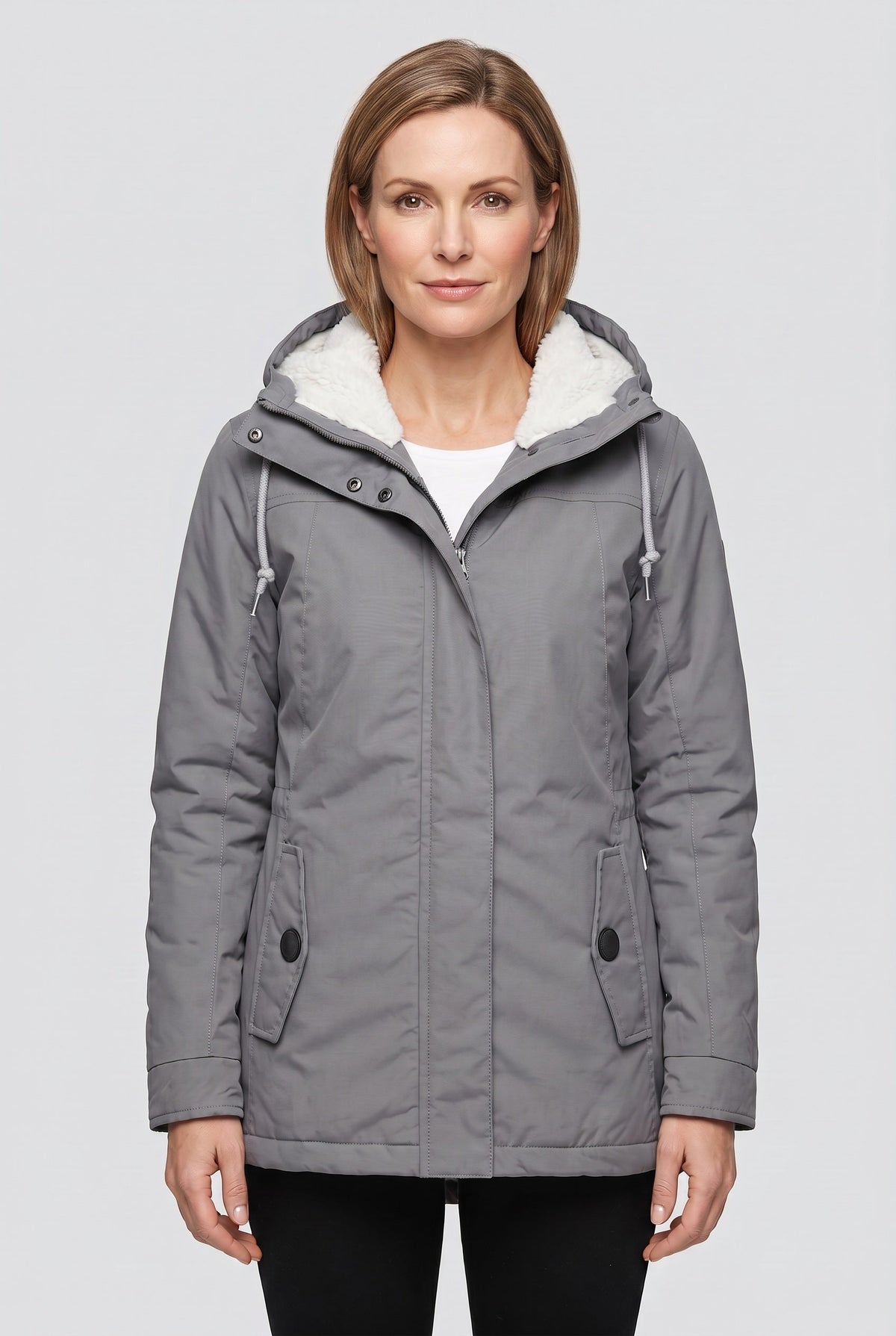 Women's Winter Jacket | Sherpa-Lined Hood with Flap Pockets - 1