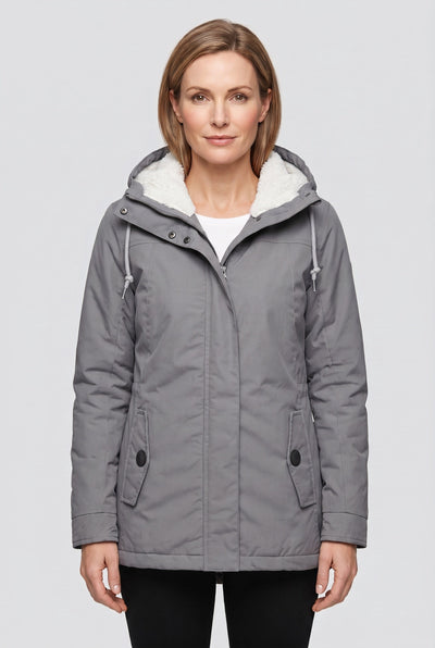 Women's Winter Jacket | Sherpa-Lined Hood with Flap Pockets - 1
