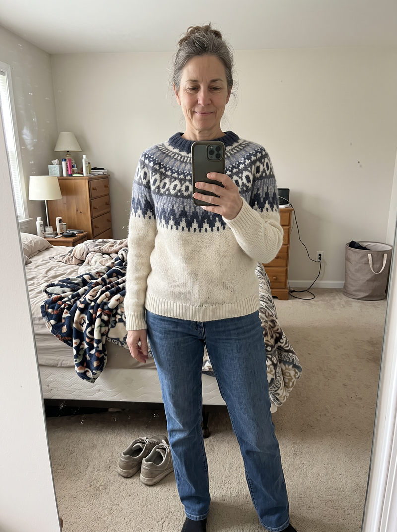 Customer photo of the Carter & Gray Women's Fair Isle Sweater, Nordic Yoke Crew Neck